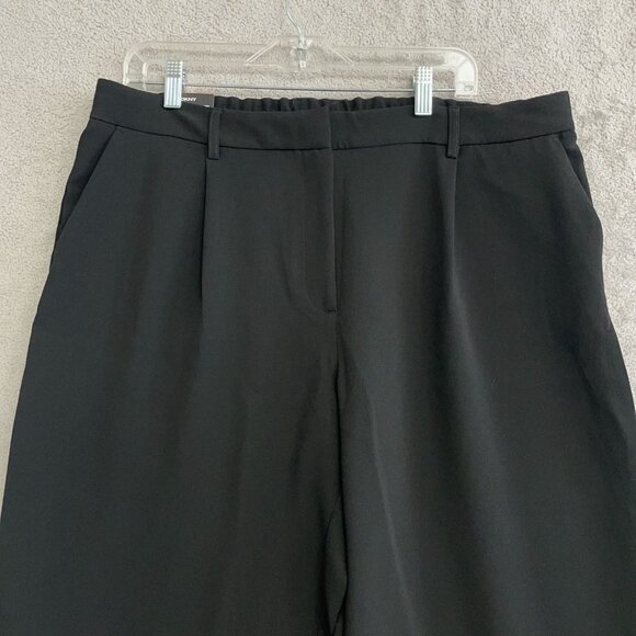 NEW Dkny Women's 16 Black Wide-Leg Pleated Dress Pants Polyester - Picture 13 of 14